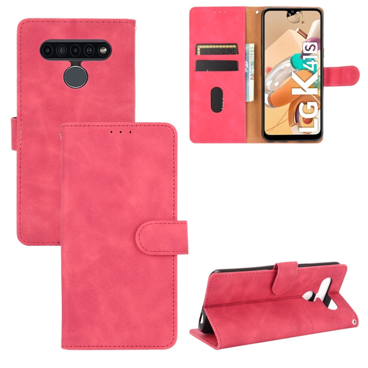 For LG K41S / K51S Solid Color Skin Feel Magnetic Buckle Horizontal Flip Calf Texture PU Leather Case with Holder & Card Slots & Wallet
