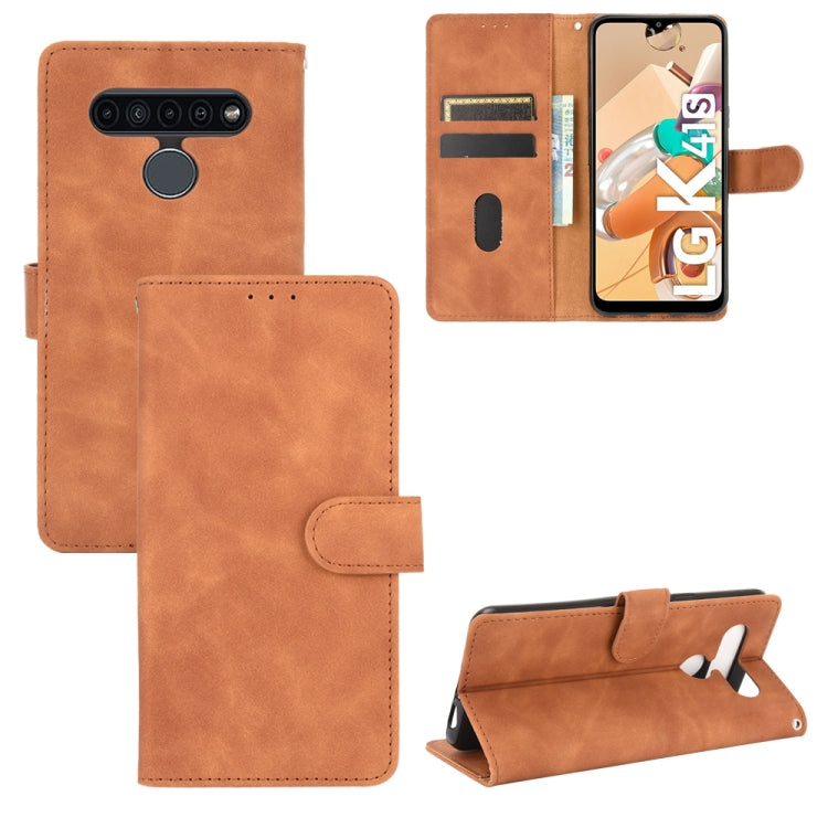 For LG K41S / K51S Solid Color Skin Feel Magnetic Buckle Horizontal Flip Calf Texture PU Leather Case with Holder & Card Slots & Wallet