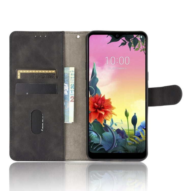 For LG K50S Solid Color Skin Feel Magnetic Buckle Horizontal Flip Calf Texture PU Leather Case with Holder & Card Slots & Wallet