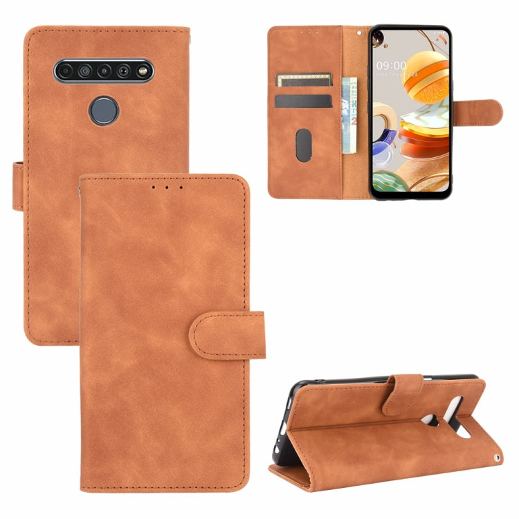 For LG K61 / Q61 Solid Color Skin Feel Magnetic Buckle Horizontal Flip Calf Texture PU Leather Case with Holder & Card Slots & Wallet