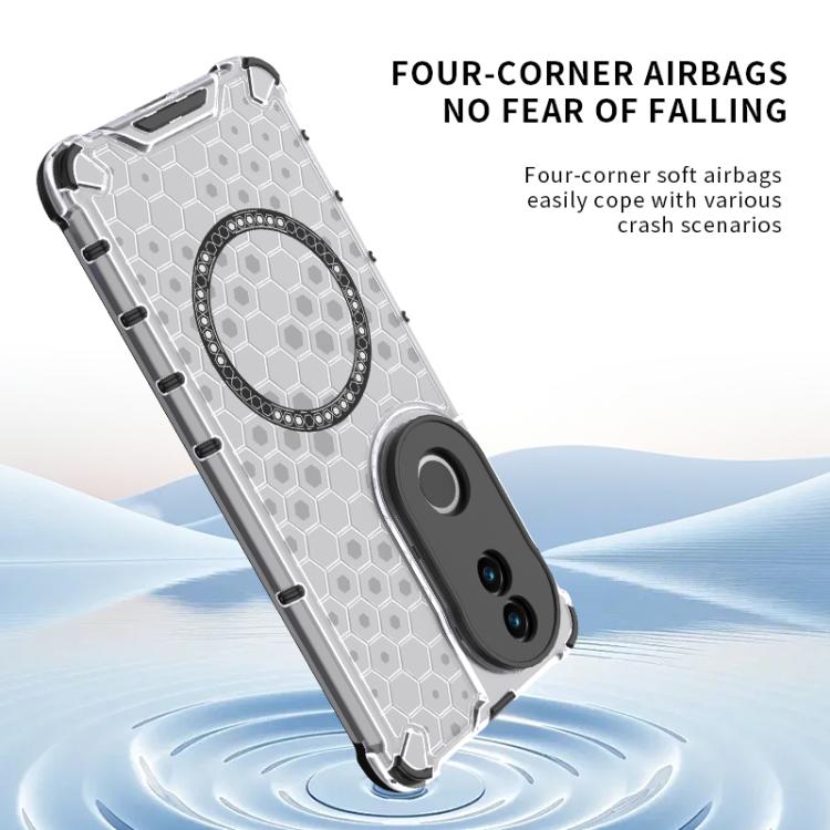 For vivo V50 5G Global Honeycomb Magnetic Ring Shockproof Phone Case