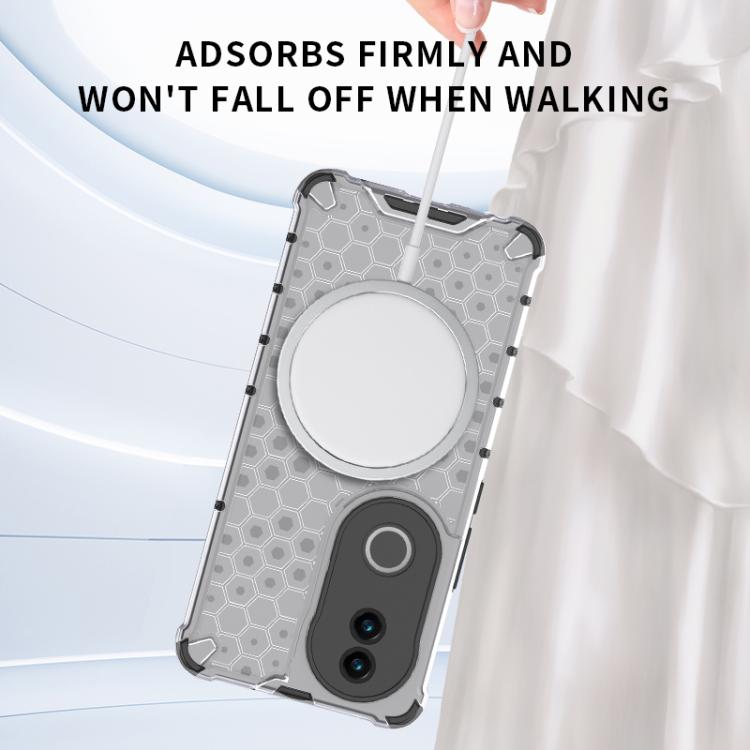 For vivo V50 5G Global Honeycomb Magnetic Ring Shockproof Phone Case