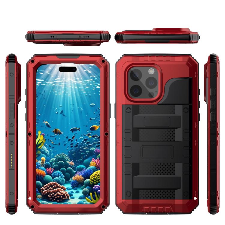 For iPhone 16 Pro Four-proof Metal Hybrid Silicone Phone Case