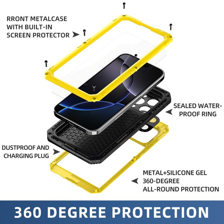 For iPhone 16 Pro Four-proof Metal Hybrid Silicone Phone Case