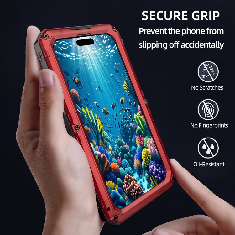 For iPhone 16 Plus Four-proof Metal Hybrid Silicone Phone Case