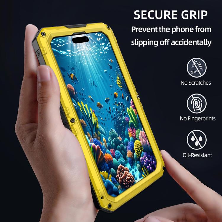 For iPhone 16 Plus Four-proof Metal Hybrid Silicone Phone Case