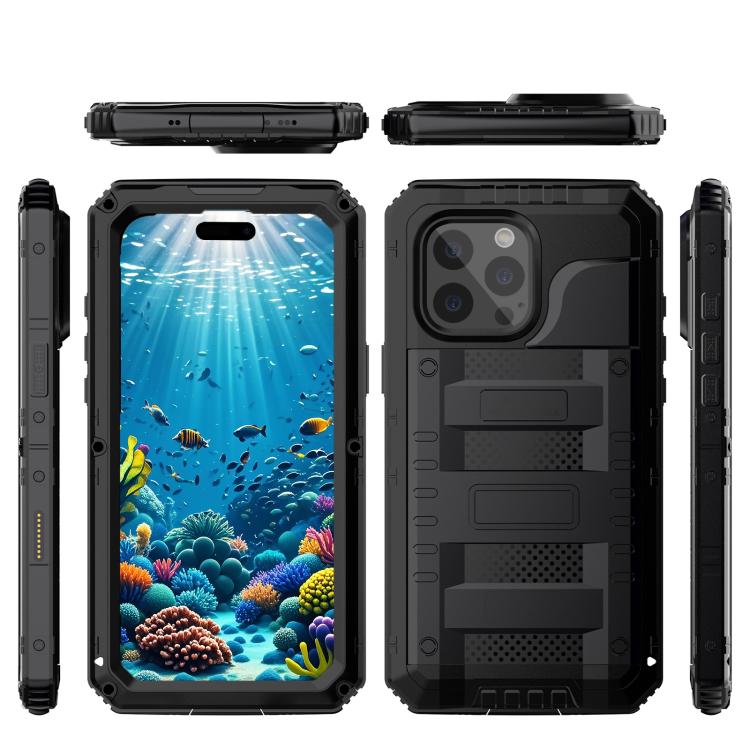 For iPhone 16 Plus Four-proof Metal Hybrid Silicone Phone Case
