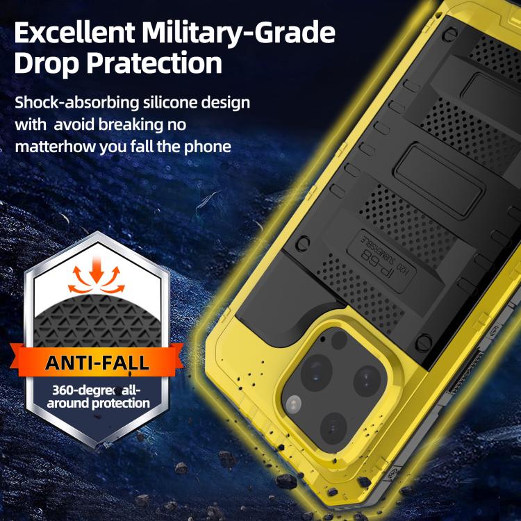 For iPhone 15 Pro Four-proof Metal Hybrid Silicone Phone Case