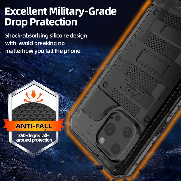 For iPhone 15 Plus Four-proof Metal Hybrid Silicone Phone Case