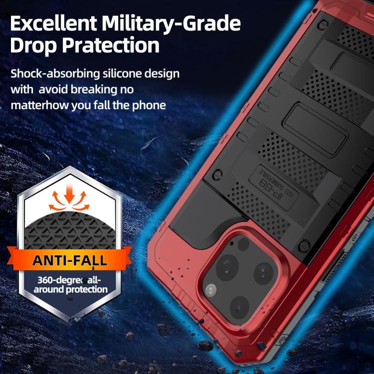 For iPhone 15 Four-proof Metal Hybrid Silicone Phone Case