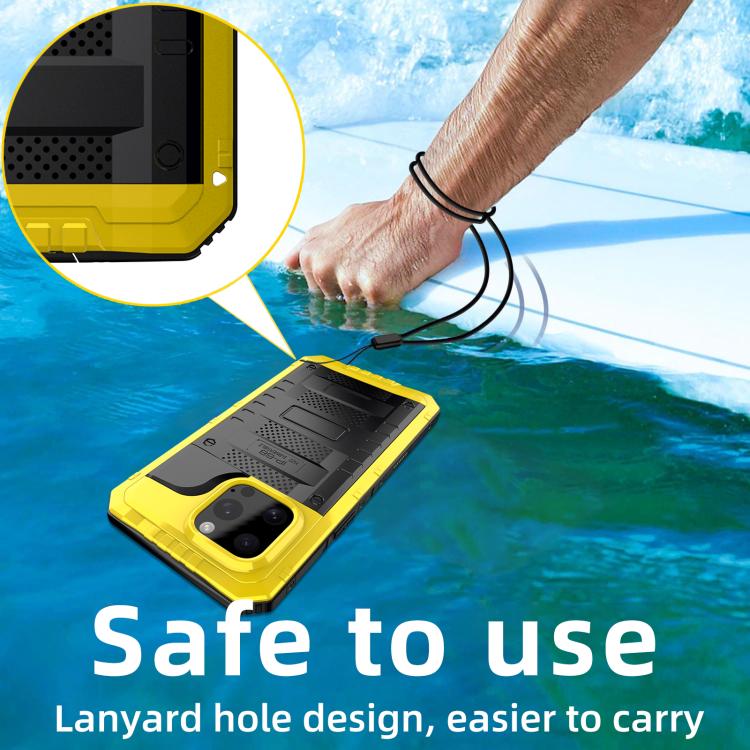 For iPhone 15 Four-proof Metal Hybrid Silicone Phone Case