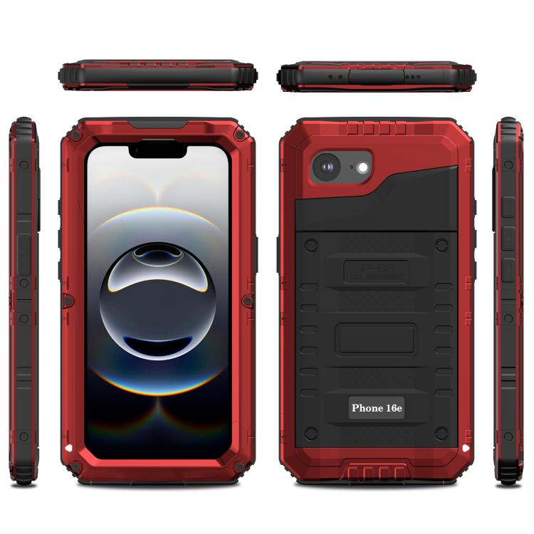 For iPhone 17e / 16e Four-proof Metal Hybrid Silicone Phone Case