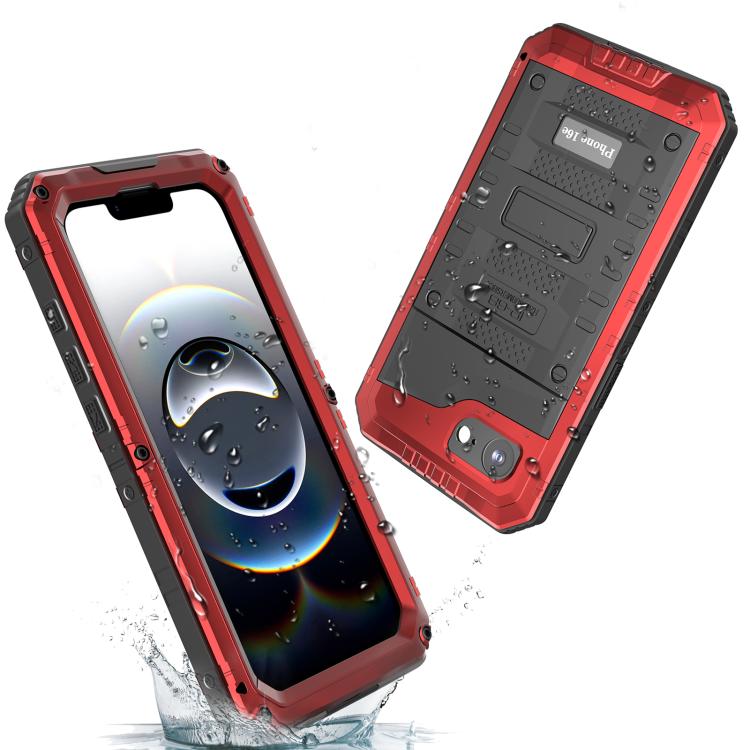 For iPhone 17e / 16e Four-proof Metal Hybrid Silicone Phone Case