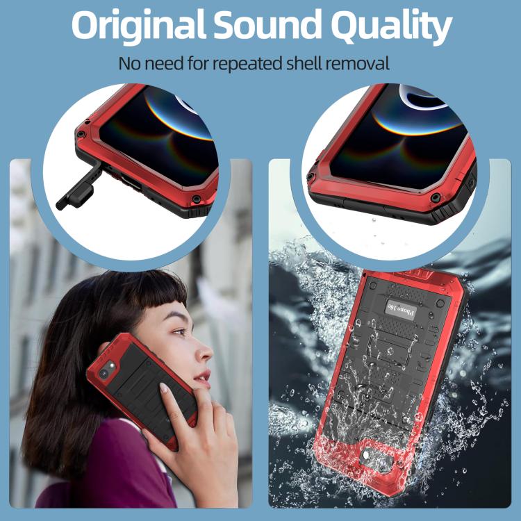 For iPhone 17e / 16e Four-proof Metal Hybrid Silicone Phone Case