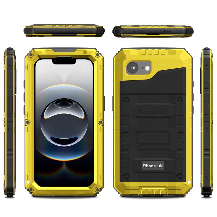 For iPhone 17e / 16e Four-proof Metal Hybrid Silicone Phone Case