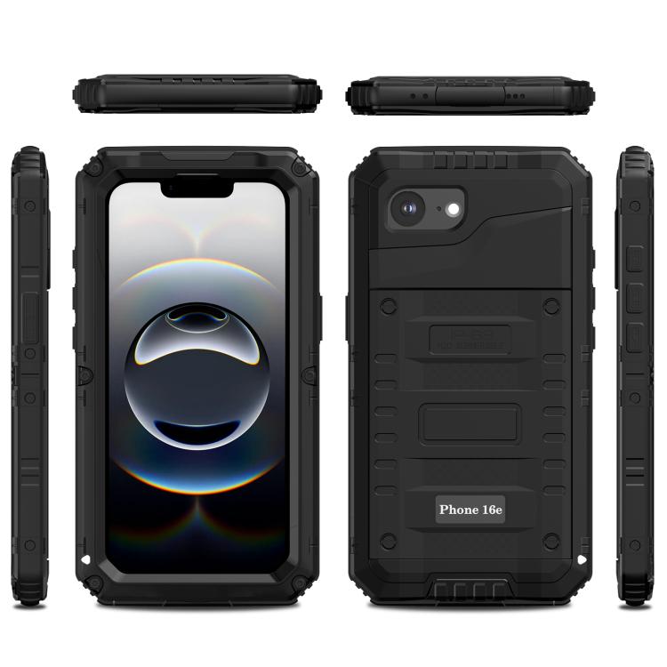 For iPhone 17e / 16e Four-proof Metal Hybrid Silicone Phone Case