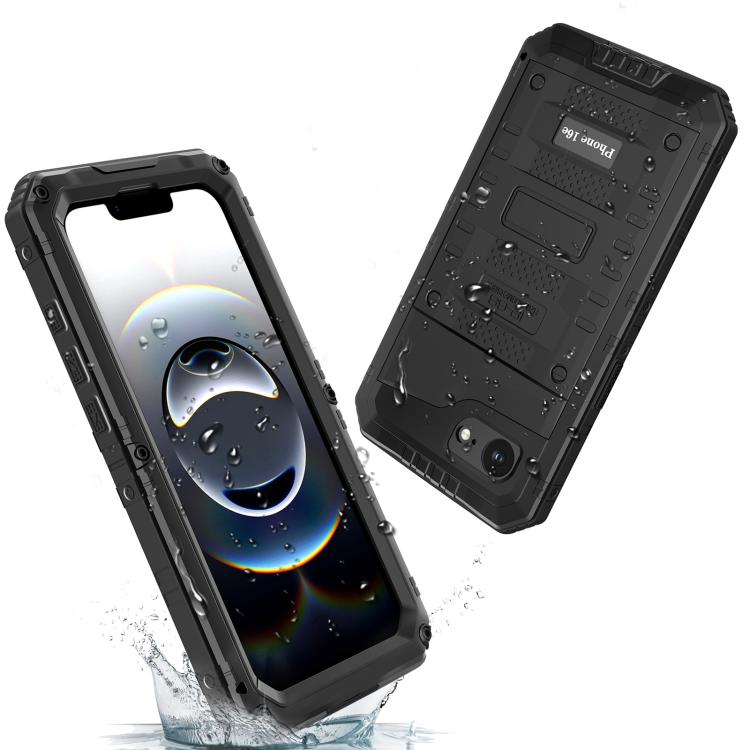 For iPhone 17e / 16e Four-proof Metal Hybrid Silicone Phone Case
