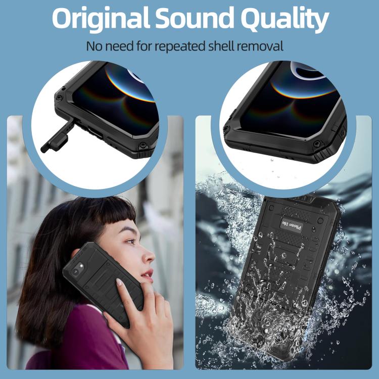 For iPhone 17e / 16e Four-proof Metal Hybrid Silicone Phone Case