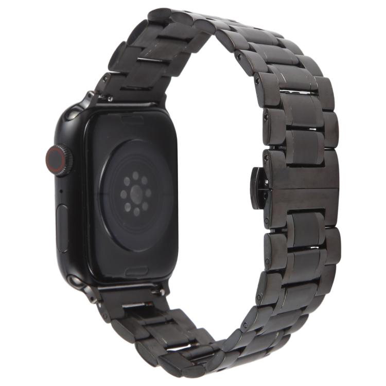 For Apple Watch 46mm / 49mm / 45mm / 44mm Butterfly Buckle New Five Beads Stainless Steel Watch Band