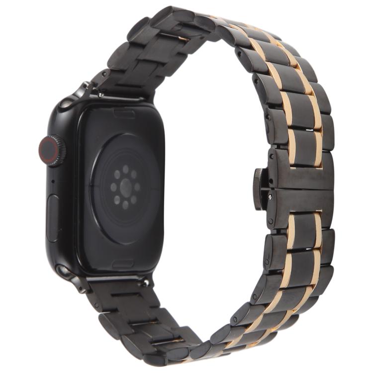 For Apple Watch 46mm / 49mm / 45mm / 44mm Butterfly Buckle New Five Beads Stainless Steel Watch Band