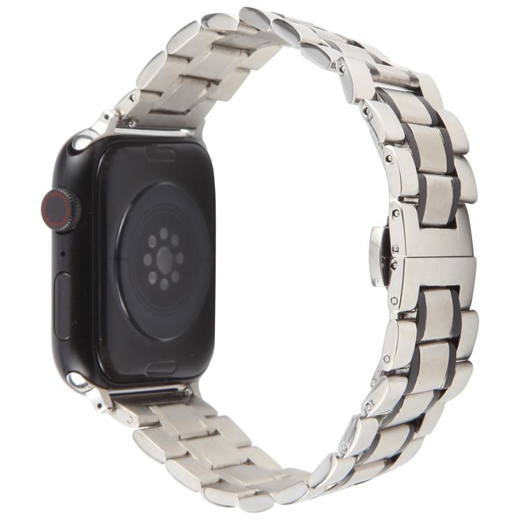 For Apple Watch 46mm / 49mm / 45mm / 44mm Butterfly Buckle New Five Beads Stainless Steel Watch Band
