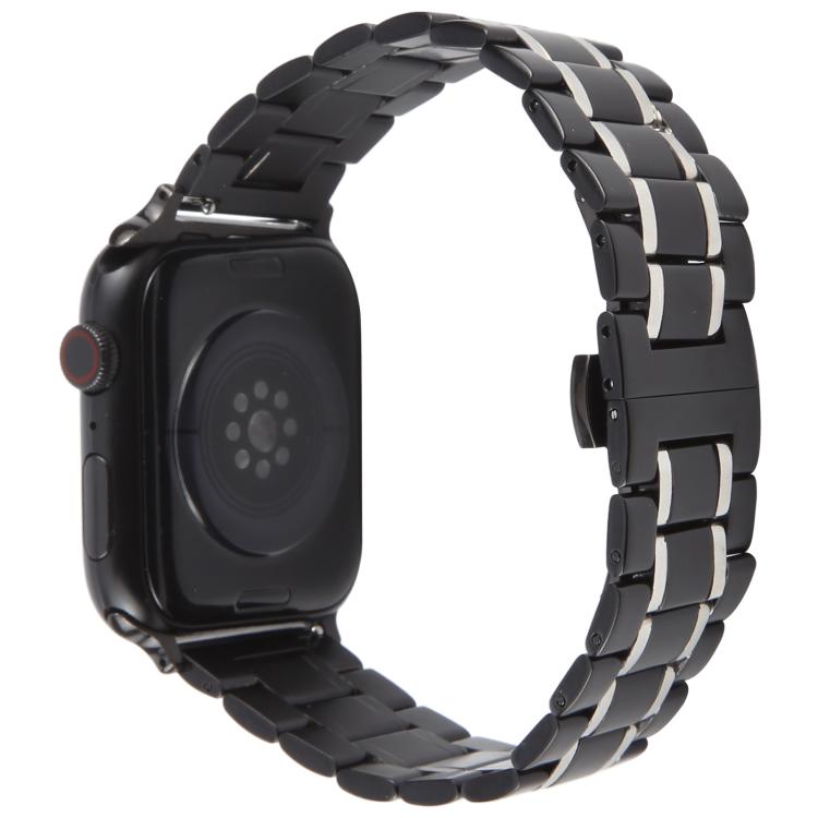 For Apple Watch 46mm / 49mm / 45mm / 44mm Butterfly Buckle New Five Beads Stainless Steel Watch Band