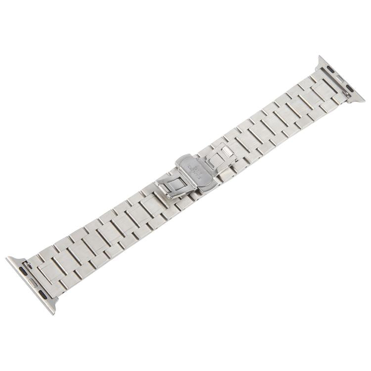 For Apple Watch 46mm / 49mm / 45mm / 44mm Butterfly Buckle New Five Beads Stainless Steel Watch Band
