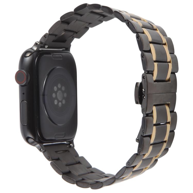 For Apple Watch 42mm / 41mm / 40mm / 38mm Butterfly Buckle New Five Beads Stainless Steel Watch Band
