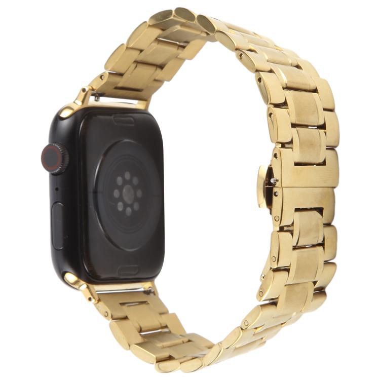 For Apple Watch 42mm / 41mm / 40mm / 38mm Butterfly Buckle New Five Beads Stainless Steel Watch Band