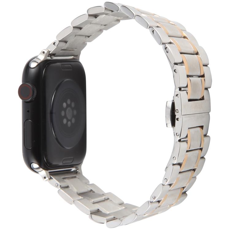 For Apple Watch 42mm / 41mm / 40mm / 38mm Butterfly Buckle New Five Beads Stainless Steel Watch Band
