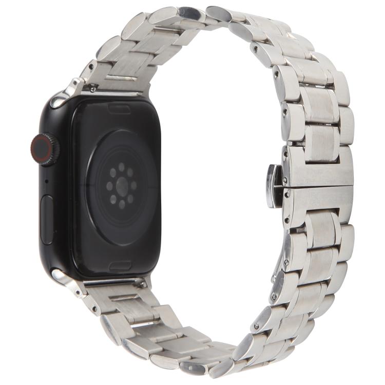 For Apple Watch 42mm / 41mm / 40mm / 38mm Butterfly Buckle New Five Beads Stainless Steel Watch Band