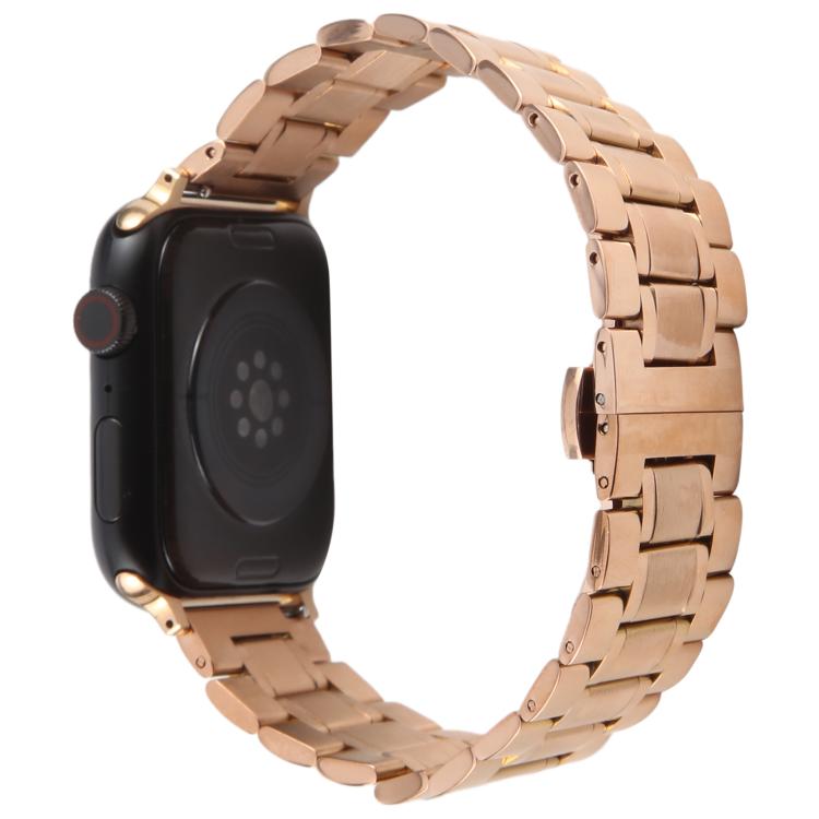 For Apple Watch 42mm / 41mm / 40mm / 38mm Butterfly Buckle New Five Beads Stainless Steel Watch Band