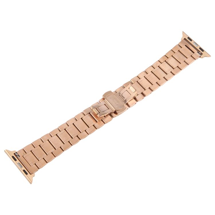 For Apple Watch 42mm / 41mm / 40mm / 38mm Butterfly Buckle New Five Beads Stainless Steel Watch Band
