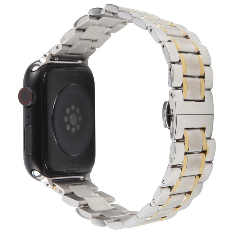 For Apple Watch 42mm / 41mm / 40mm / 38mm Butterfly Buckle New Five Beads Stainless Steel Watch Band