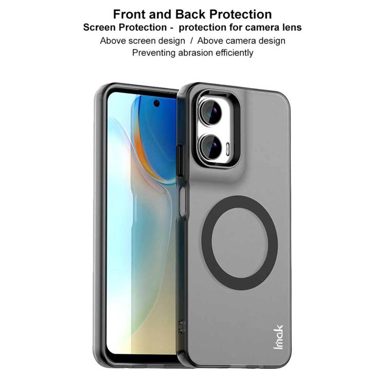 For Motorola Moto G35 IMAK Chocolate Series TPU + PET MagSafe Phone Case - Black
