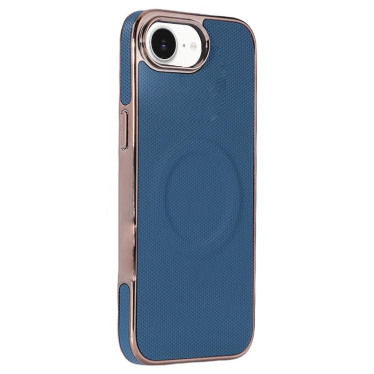 For iPhone 16e Electroplating Soft Side Sticker Leather MagSafe Phone Case