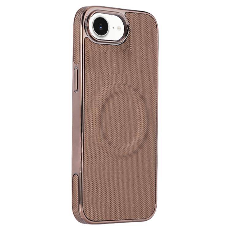 For iPhone 16e Electroplating Soft Side Sticker Leather MagSafe Phone Case