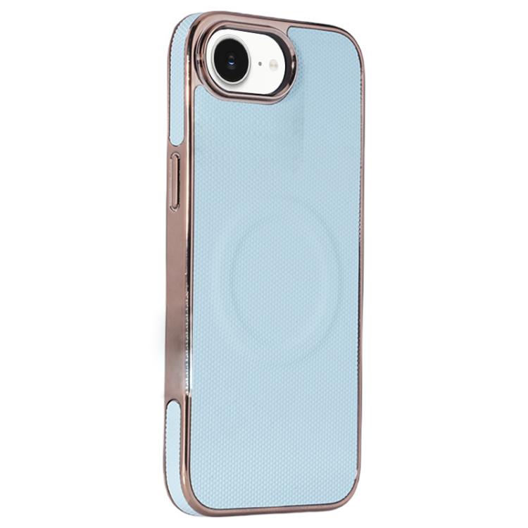 For iPhone 16e Electroplating Soft Side Sticker Leather MagSafe Phone Case