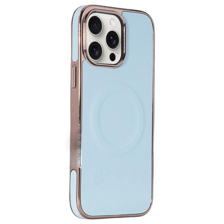 For iPhone 14 Pro Electroplating Soft Side Sticker Leather MagSafe Phone Case