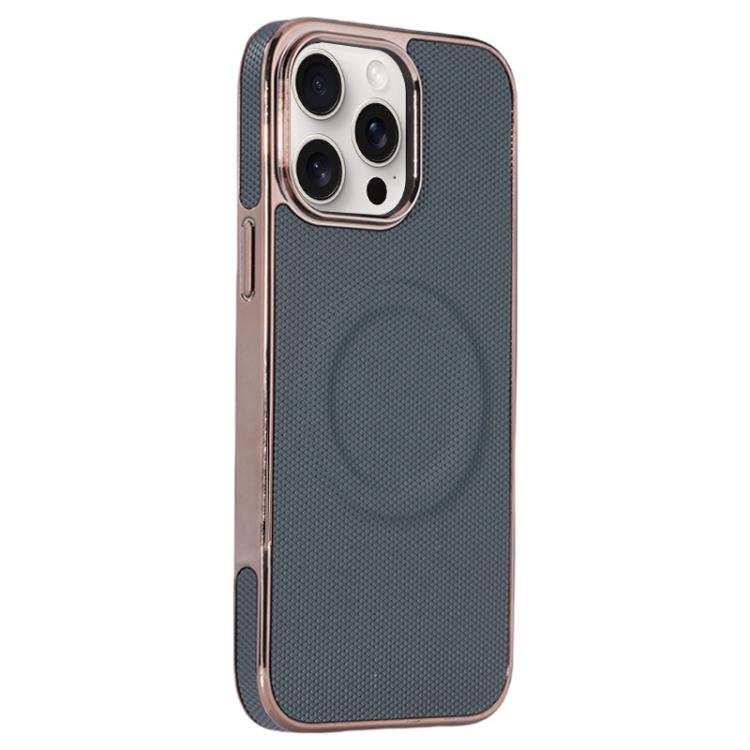 For iPhone 13 Pro Max Electroplating Soft Side Sticker Leather MagSafe Phone Case