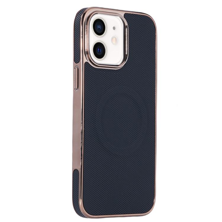 For iPhone 11 Electroplating Soft Side Sticker Leather MagSafe Phone Case