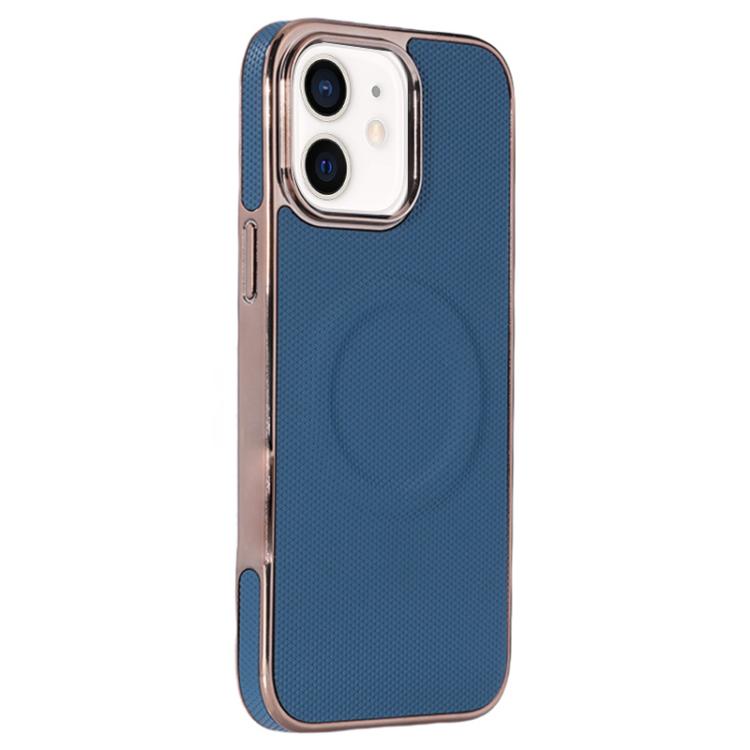For iPhone 11 Electroplating Soft Side Sticker Leather MagSafe Phone Case