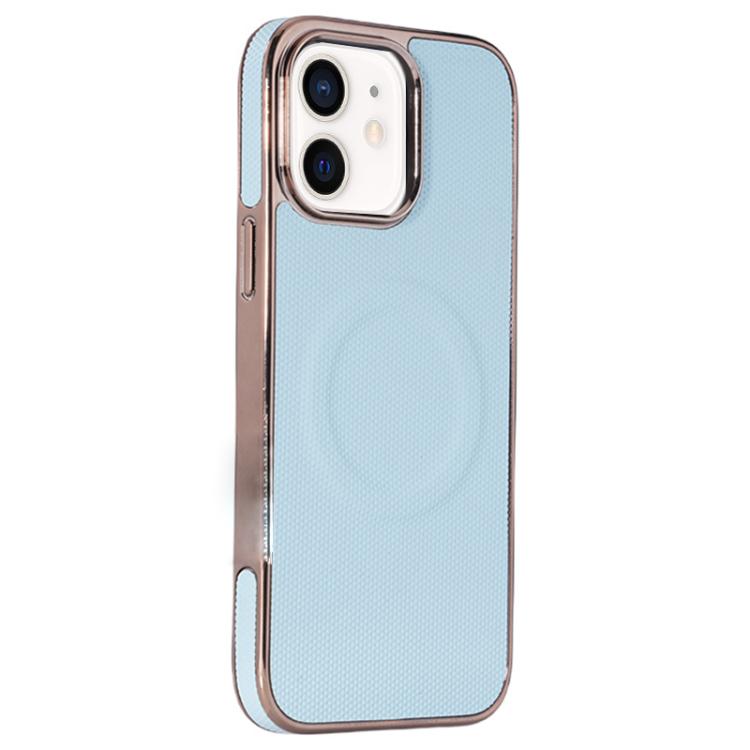 For iPhone 11 Electroplating Soft Side Sticker Leather MagSafe Phone Case