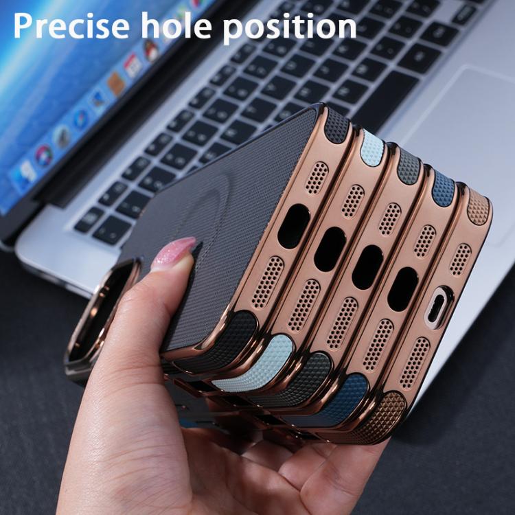 For iPhone 16e Electroplating Soft Side Sticker Leather MagSafe Phone Case