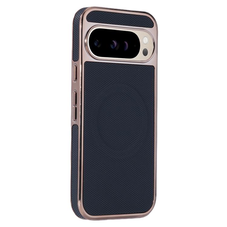 For Google Pixel 9 / 9 Pro Electroplating Soft Side Sticker Leather MagSafe Phone Case