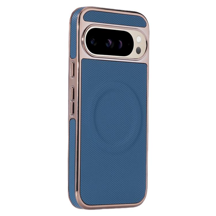 For Google Pixel 9 / 9 Pro Electroplating Soft Side Sticker Leather MagSafe Phone Case