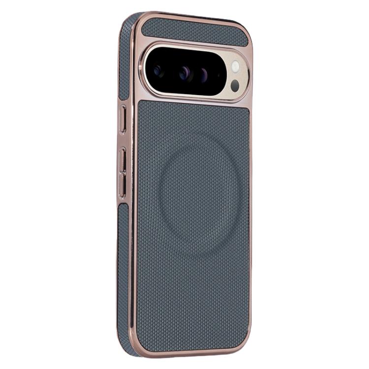 For Google Pixel 9 Pro XL Electroplating Soft Side Sticker Leather MagSafe Phone Case