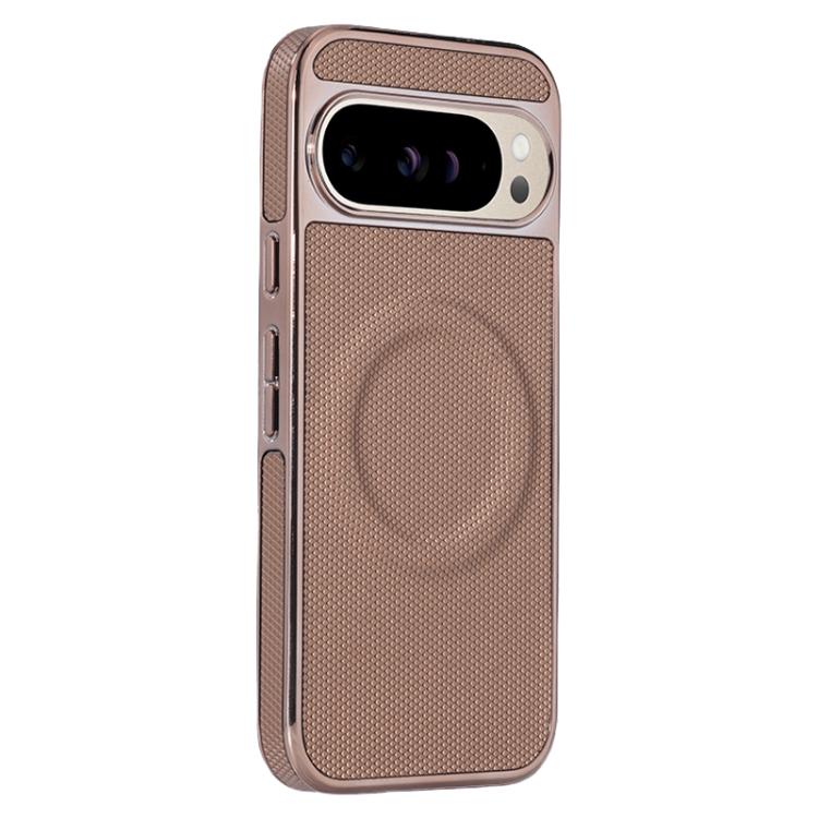 For Google Pixel 9 Pro XL Electroplating Soft Side Sticker Leather MagSafe Phone Case