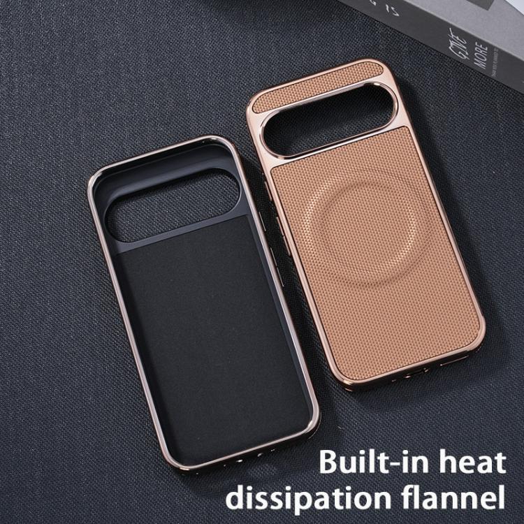 For Google Pixel 9 / 9 Pro Electroplating Soft Side Sticker Leather MagSafe Phone Case