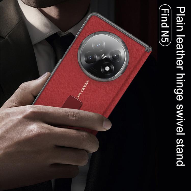 For OPPO Find N5 GKK Plain Leather Hinge Swivel Holder Phone Case